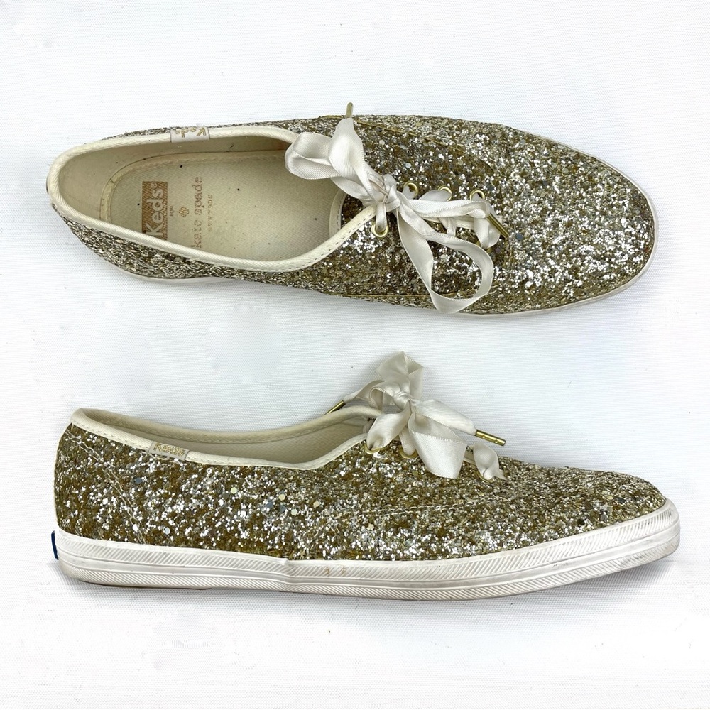 Keds x Kate Spade New York Gold Glitter Tennis Shoes 9.5